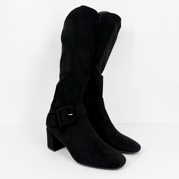 Vaneli Womens Sorina Tall Boots Size 11M Black Suede Slip On Flared Heel NIB - Picture 4 of 13